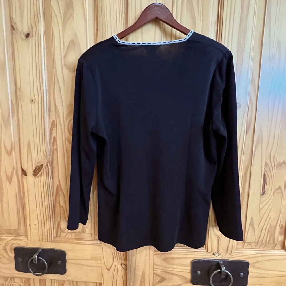 Misook zip up Swacket sz Med silver/black zipper dart back side split - Picture 3 of 6